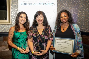 2024 Alumni Award Winners (L to R), Constadina Manettas '20, Anna Marie Fernandez '85, & Tanya Carter '87, R'88