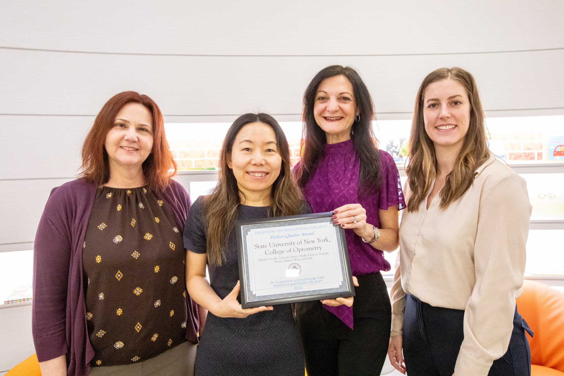SUNY OPTOMETRY CLINICAL RESEARCH SITE TEAM RECEIVES NATIONAL AWARD FOR STATISTICALLY PERFECT QUALITY OF CAR