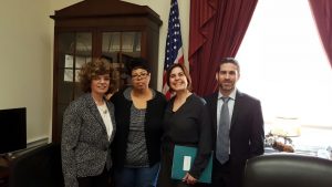 Dr. Alexandra Benavente-Perez with staffers in Rep. Yvette Clarke's Capitol Hill office